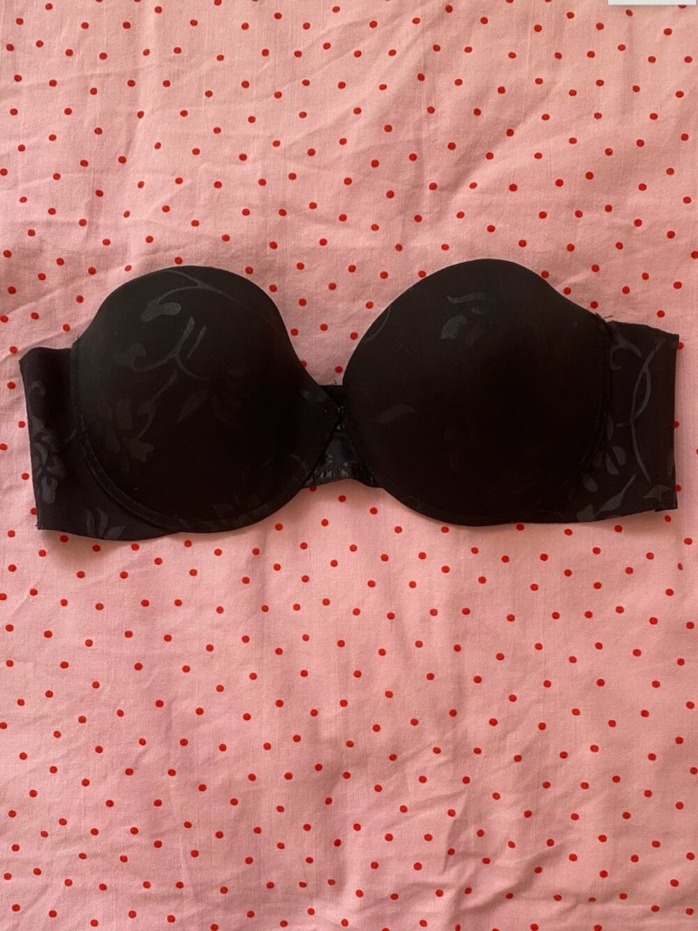 Triumph Black Floral Jacquard Strapless Bra 36B